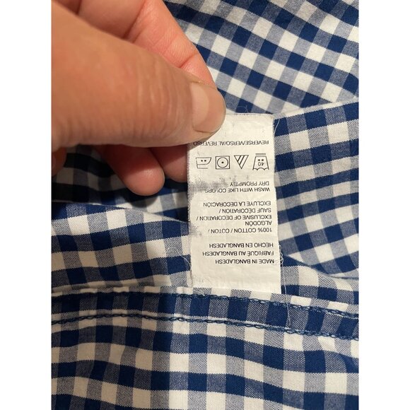 Izod Mens Blue & White Gingham Short Sleeve Button-Down Shirt 2XL 100% Cotton - Picture 7 of 11